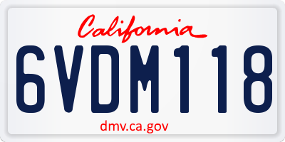 CA license plate 6VDM118