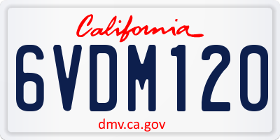 CA license plate 6VDM120