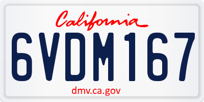 CA license plate 6VDM167