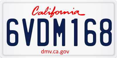 CA license plate 6VDM168