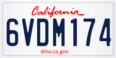 CA license plate 6VDM174