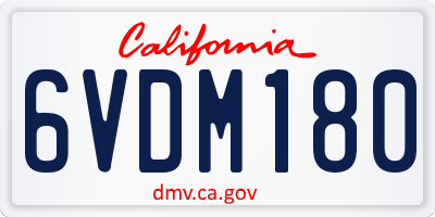 CA license plate 6VDM180