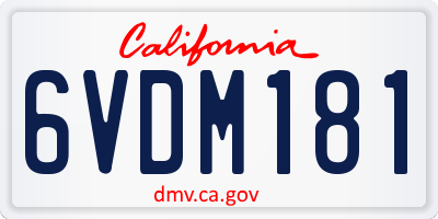 CA license plate 6VDM181