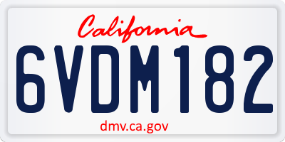 CA license plate 6VDM182