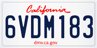 CA license plate 6VDM183