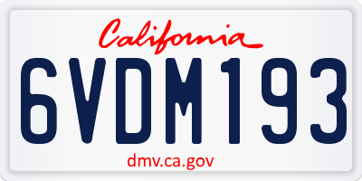 CA license plate 6VDM193