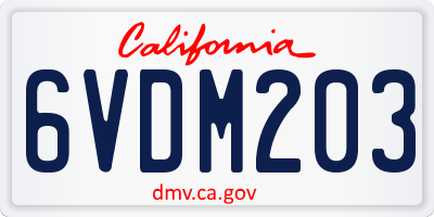 CA license plate 6VDM203