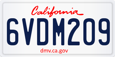 CA license plate 6VDM209