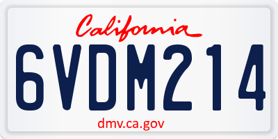 CA license plate 6VDM214