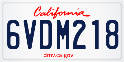CA license plate 6VDM218