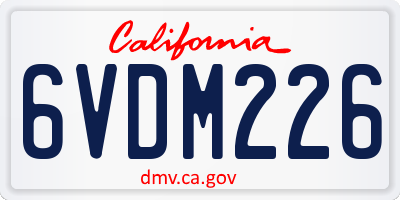 CA license plate 6VDM226