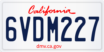 CA license plate 6VDM227