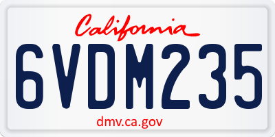 CA license plate 6VDM235