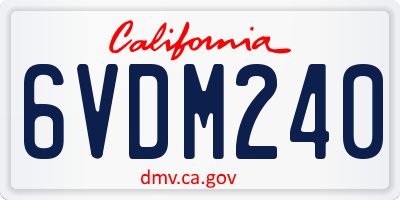 CA license plate 6VDM240