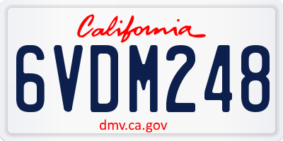 CA license plate 6VDM248