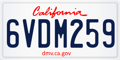 CA license plate 6VDM259