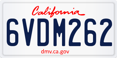 CA license plate 6VDM262