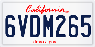 CA license plate 6VDM265
