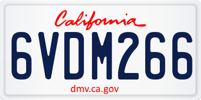 CA license plate 6VDM266