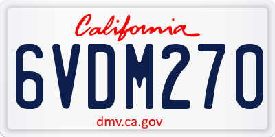 CA license plate 6VDM270