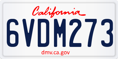CA license plate 6VDM273