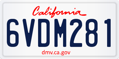 CA license plate 6VDM281