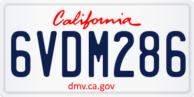 CA license plate 6VDM286