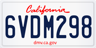 CA license plate 6VDM298