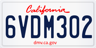 CA license plate 6VDM302