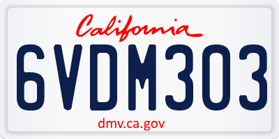 CA license plate 6VDM303