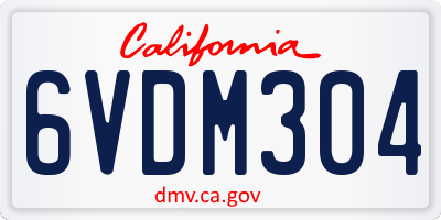 CA license plate 6VDM304