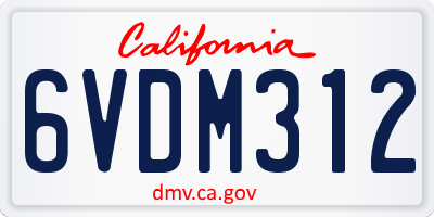 CA license plate 6VDM312
