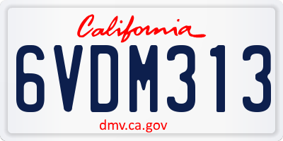 CA license plate 6VDM313