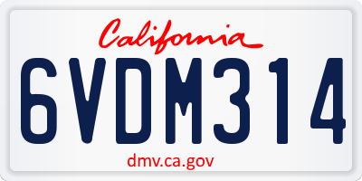 CA license plate 6VDM314