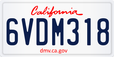 CA license plate 6VDM318