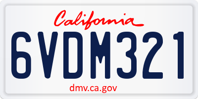 CA license plate 6VDM321