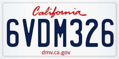 CA license plate 6VDM326