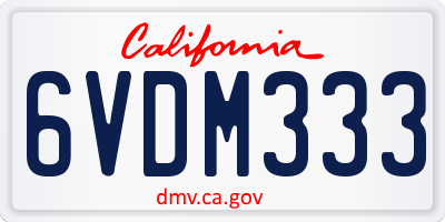 CA license plate 6VDM333