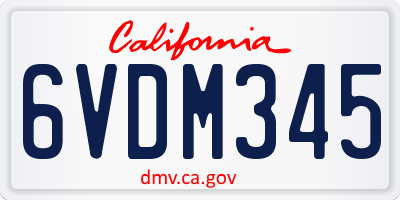 CA license plate 6VDM345