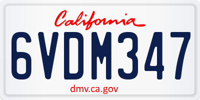 CA license plate 6VDM347