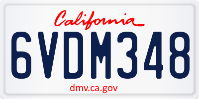 CA license plate 6VDM348