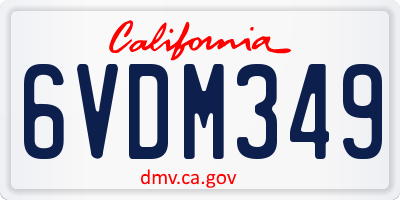 CA license plate 6VDM349