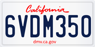 CA license plate 6VDM350