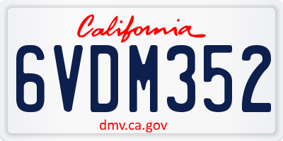 CA license plate 6VDM352