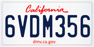 CA license plate 6VDM356