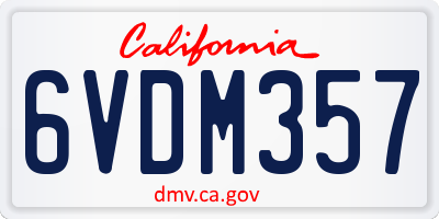 CA license plate 6VDM357
