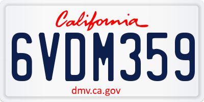 CA license plate 6VDM359
