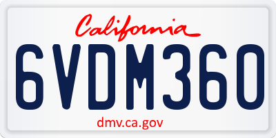 CA license plate 6VDM360