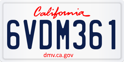 CA license plate 6VDM361