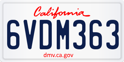 CA license plate 6VDM363